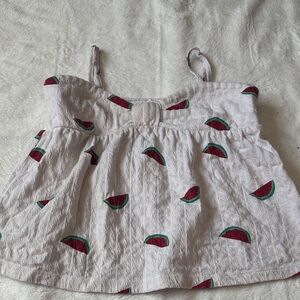 Old Navy White Crop Tank with Red and Green Watermelon Print